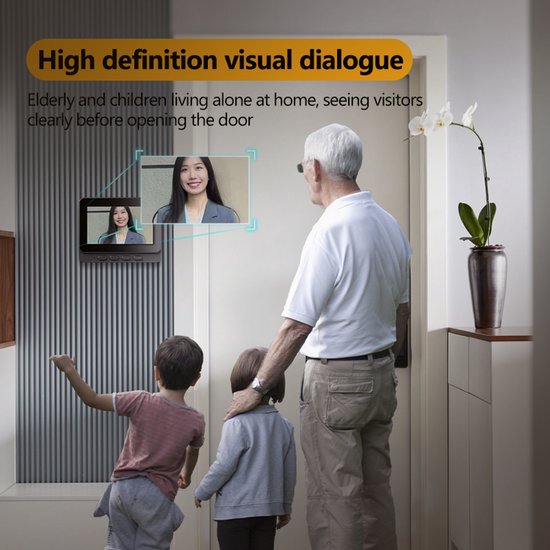 Fuegobird Draadloze Deurbelsets - Slimme Video Doorbell - met 4.3 inch display - IP65 waterdicht - HD-camera met 170° groothoek en nachtzicht - met 32G geheugenkaart - Zwart