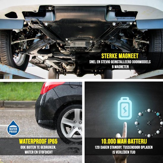Strex GPS Tracker | Realtime met app | 120 Dagen accu | IP65 Waterdicht | Draadloos | Geen abonnement | Nederlandstalige Handleiding | Volgsysteem voor auto, motor, boot, camper, scooter, bagage en meer!