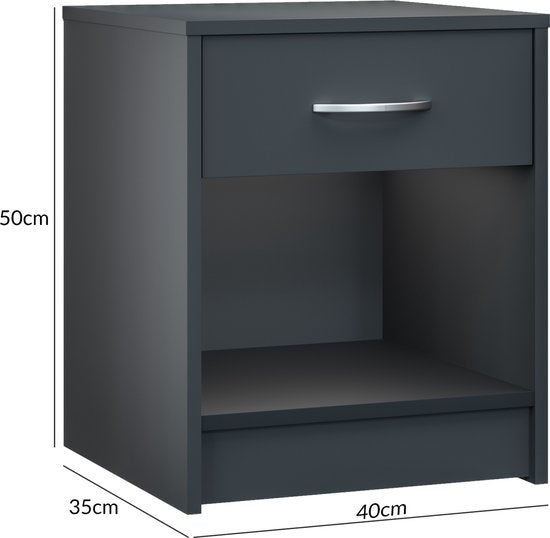Casaria Nachtkastje Set van 2 - Lade 50x40x35cm - Antraciet