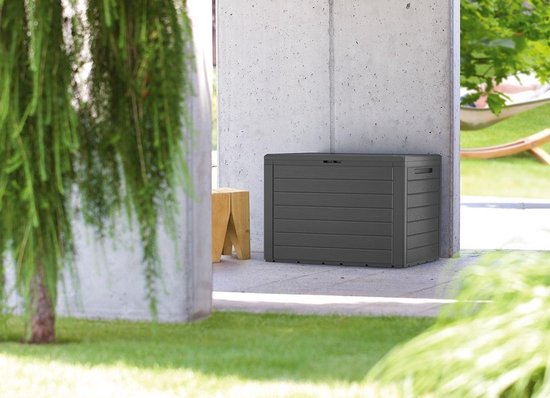 Casaria Tuinkussen Opbergbox – 190L Kunststof UV Bestendig Antraciet