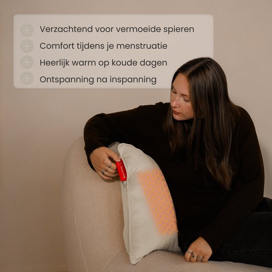 Auronic Warmtekussen - Velvet - 45x60 - Draadloos - Oplaadbaar - Elektrisch kussen - Infrarood - Taupe