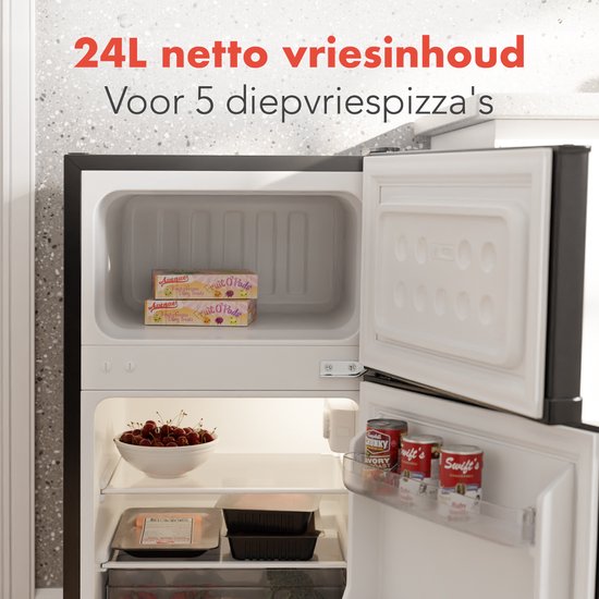 KitchenBrothers Koelkast - 61L Koelvak - 24L Vriesvak - IJskast - Koelvriescombinatie - Frigo - Vrijstaand - Zwart