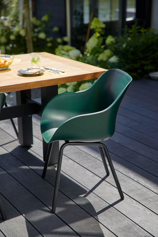 Hartman Sophie elegance tuinstoel - Donkergroen - set van 2 - zwart rondo onderstel