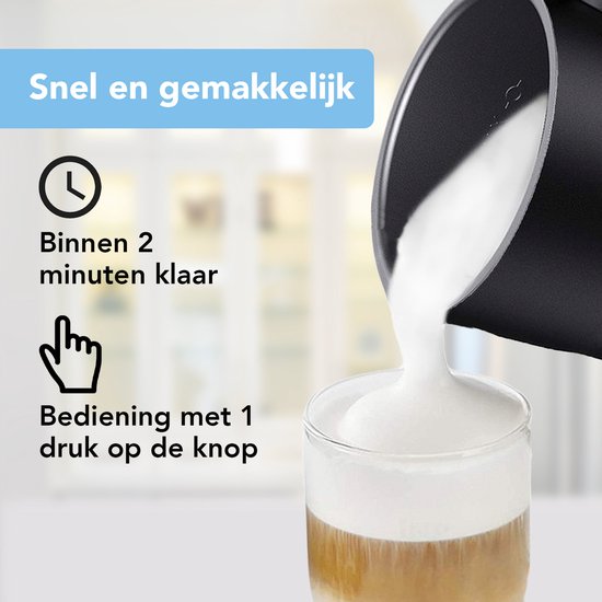 Infinity Goods 4-in-1 Elektrische Melkopschuimer - 350 ml - Opschuimen en verwarmen - Cappuccino - Vaatwasserbestendig - Zwart