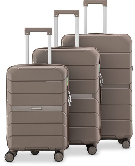 SC Urban Adventurer - Kofferset - 3-delig - Cijferslot - 232L - Spinner wielen - Reiskoffer met Kofferslot - Lichtgewicht - Champagne