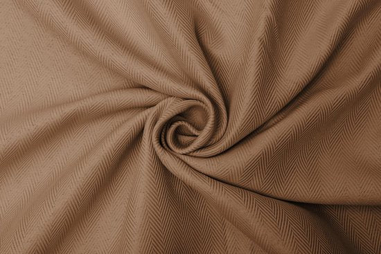 Larson - Luxe Hotel Serie Blackout Gordijn - Visgraat motief - Haken - Donker taupe - 300 x 250 cm - Verduisterend & kant en klaar