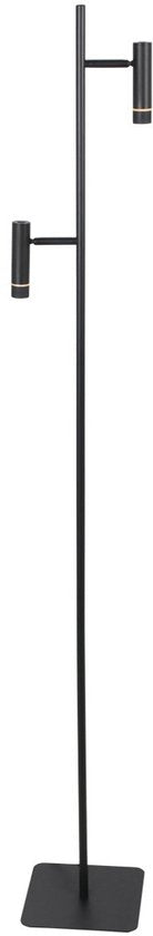 Vloerlamp Volari 4711ZW zwarte design 2-lichts leeslamp van Steinhauer met dim to warm LED, hoogte 157 cm, voet 21 x 21 cm, draaibaar en kantelbaar, ideaal voor binnen gebruik