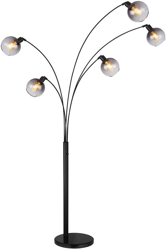 Vloerlamp GINA Metaal 151.0cm Matt zwart | Bamboe E27 1-Lichts