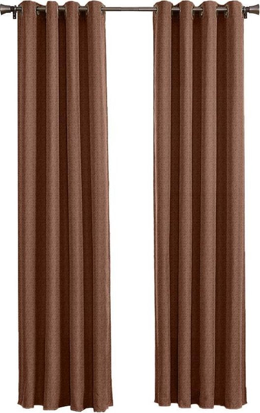 Larson - Luxe geweven blackout gordijn met ringen – bronze-chocolade 3x2.5m – Verduisterend & kant en klaar – per stuk