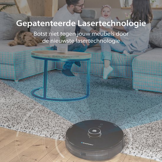 Blaupunkt Bluebot XTREME - Robotstofzuiger met Dweilfunctie – Perfect voor lange dierenharen - 3000Pa - Realtime mapping