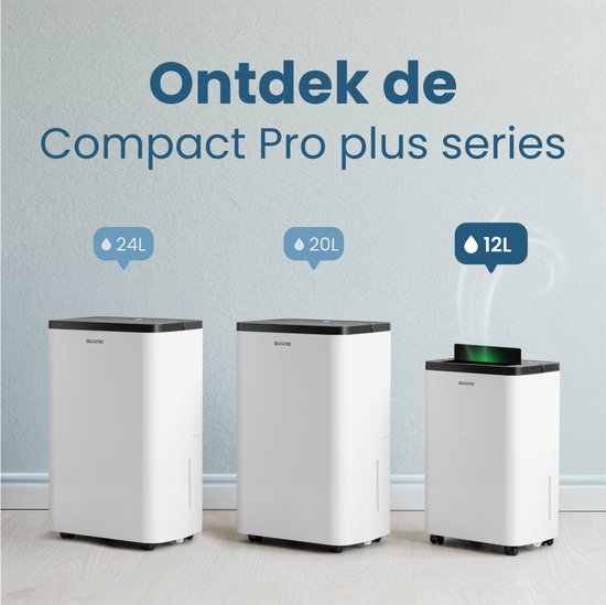 Auronic Luchtontvochtiger - Compact Pro Plus - 12L - Slaapkamer, Badkamer, Woonkamer en Kantoor - Vochtvreter voor in Huis - Wit
