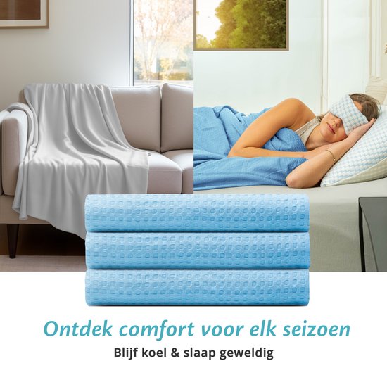 EL Life Koeldeken 135x200 cm - 100% Bio-Tencel - Zelfkoelende deken - Cooling blanket - Zomerdekbed - Zomerdeken - Hemelsblauw