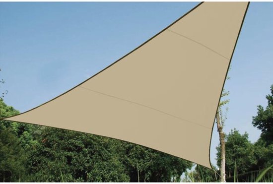 Perel Schaduwdoek, waterdoorlatend, luchtdoorlatend, 3.6 x 3.6 x 3.6 m, 180 g/m², HDPE, driehoek, champagne