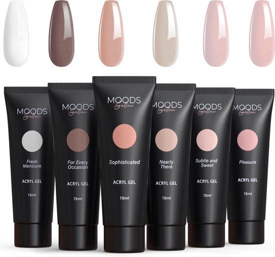 Moods Gellac - Polygel Kleurenset - Hervul set - The Nude - 6 Kleuren - 15ML
