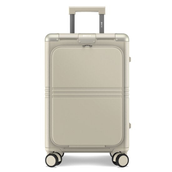 ONYX Hybrid Pro Handbagage Koffer met Voorvak 38 Liter - Gerecycled Polycarbonaat en Ritsloos Design - Reiskoffer met TSA slot en Spinner wielen - Lichtgewicht Trolley met Laptopvak - Ivory White