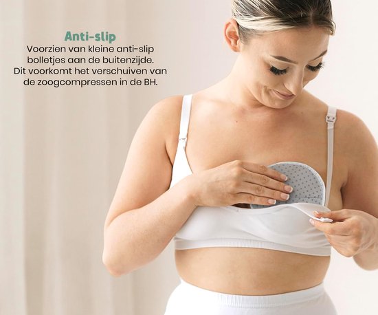 Frummel Zoogcompressen - Zoogcompressen wasbaar - Antislip - Herbruikbaar - Inclusief Transporttasje en Waszakje - 14 stuks - Grijs/Wit