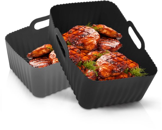 Airfryer bakjes siliconen - 2 stuks - Heteluchtfriteuse - Accessoires - Bakpapier - Geschikt voor XXL Philips, Ninja, Inventum - Mand - Veilig materiaal - Luft
