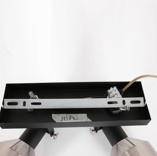 Spot plafondlamp Acier 3338ZW Zwart 2 x E27 fitting, Draaibaar en kantelbaar, Kunststof en Metaal, Modern, Mexlite