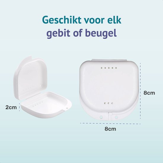 Alyze - Gebitsbakje voor Beugel - Beugelbakje - Wit - Kunstgebit - Prothese - Beugelbakje - Beugeldoosje - Bakje