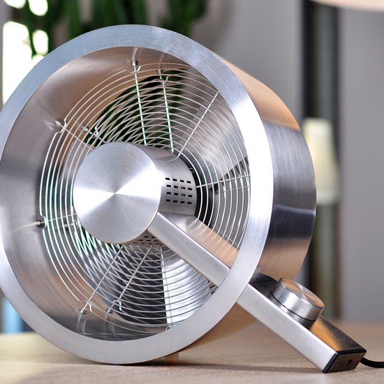 Stadler Form Q Vloerventilator – Brushed Metal – 2400 m³/u – Stil & Design – 3 standen - 40 m² / 100 m³