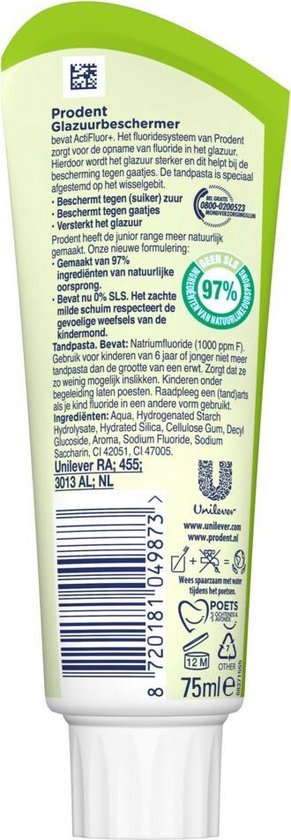 Prodent Tandpasta Glazuurbeschermer 75 ml - Kids 6+ jaar - Kindertandpasta