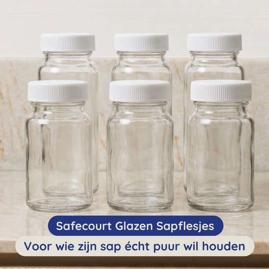 Safecourt Kitchen Glazen Sapflesjes – 100% puur sap, zonder PFAS of microplastics - 6 stuks x 60ml