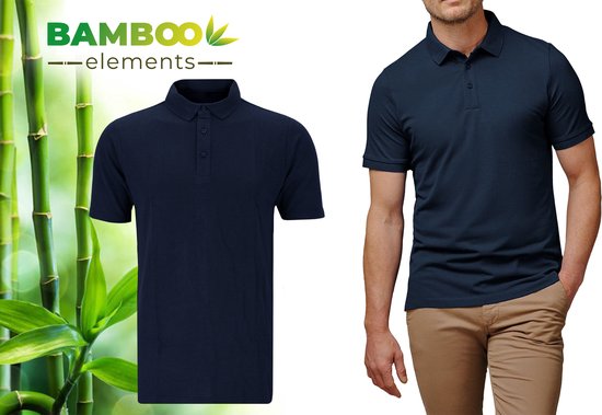 Bamboo Elements - Polo Shirt Heren - Navy Blauw XXL - Polo Heren - Korte Mouw - Pique Stof - T Shirt Heren - Bamboe
