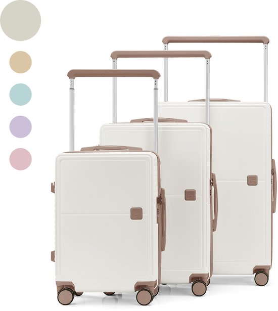 SC City Walker – 3-delige Kofferset | Lichtgewicht & Duurzaam | 20, 24 & 28 Inch | 360° Spinner Wielen | TSA-slot | Inclusief Beschermhoezen – Beige