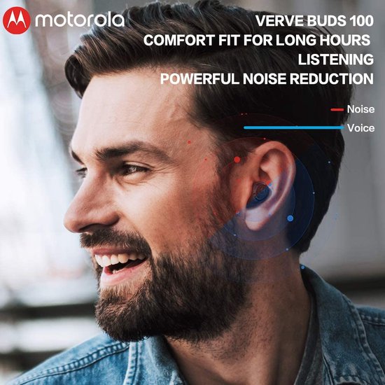 Motorola Oortjes VerveBuds 100 - Draadloos - met Microfoon - Zwart