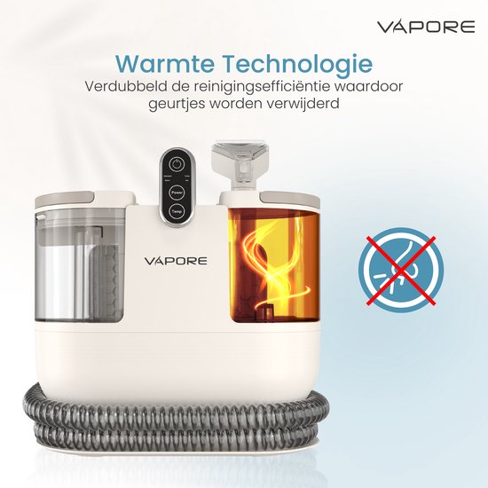 Vapore Vlekkenreiniger – 1200W – Tapijten, Meubels & Auto-interieurs – 12.000 Pa Zuigkracht – Zelfreinigend – Flexibele Slang 1,79 m