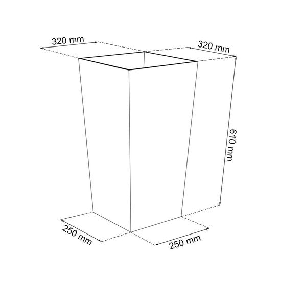 Prosperplast Bloempot - Betonstijl - 32,5 x 32,5 x 61 cm - Grijs - 49L