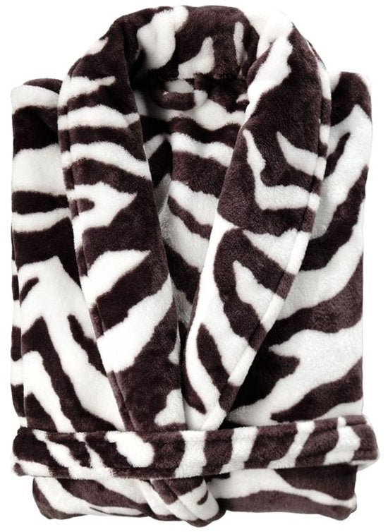 ZoHome Leopard Badjas Lang - Fleece - Maat M - Bruin