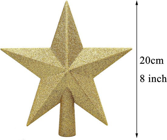 Roegaarden piek kerstboom - Kerstversiering - Goud - 20 CM