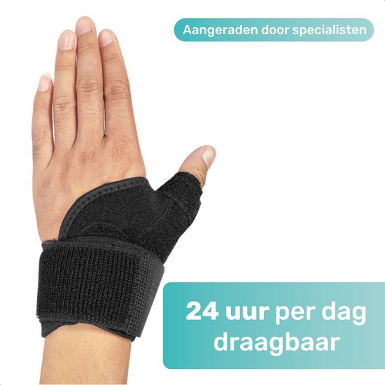 LBB - Vingerspalk - Voor duim - Onze size - Zwart - Verharde spalk - Staal frame - Vingerbrace - Duimspalk - Duimbrace rechts - Spalk