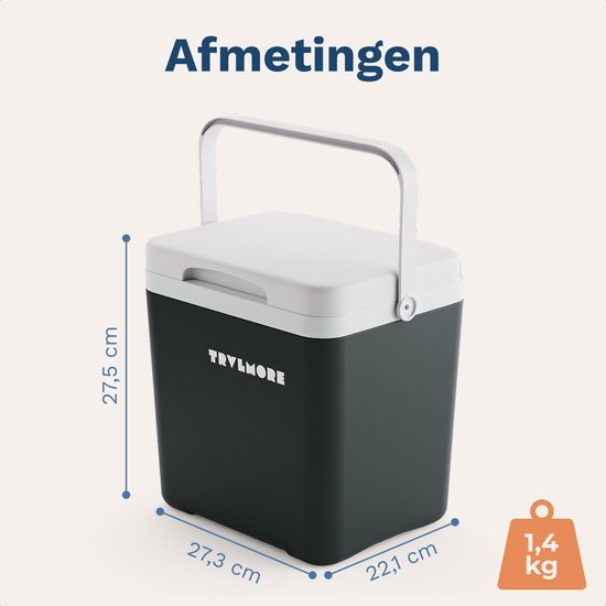 TRVLMORE Koelbox 7L - Frigobox - Inclusief Koelelement - Koelbox Klein - Antraciet