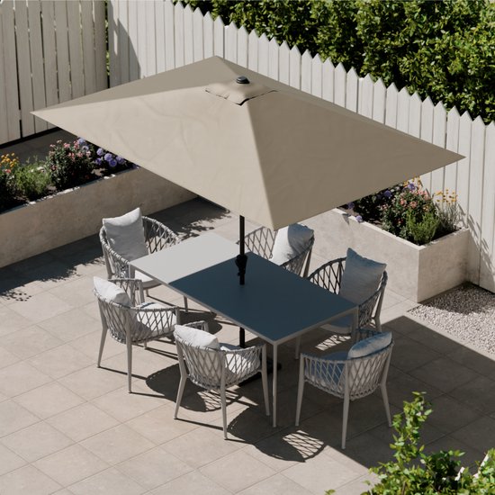 LifeGoods Parasol - Tuin - 268x178cm - 30° Kantelbaar - Waterdicht - UPF50+ - Taupe