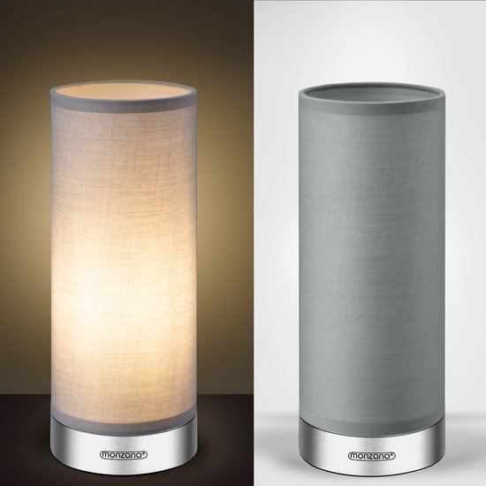 Monzana Tafellamp 2 Stuks LED – Dimbaar E14 - Satijn Nikkel Grijs