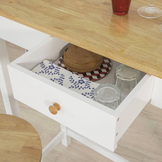 SoBuy FWT50-WN Bartafel met 2 Krukken - Wit Houten Keukentafelset