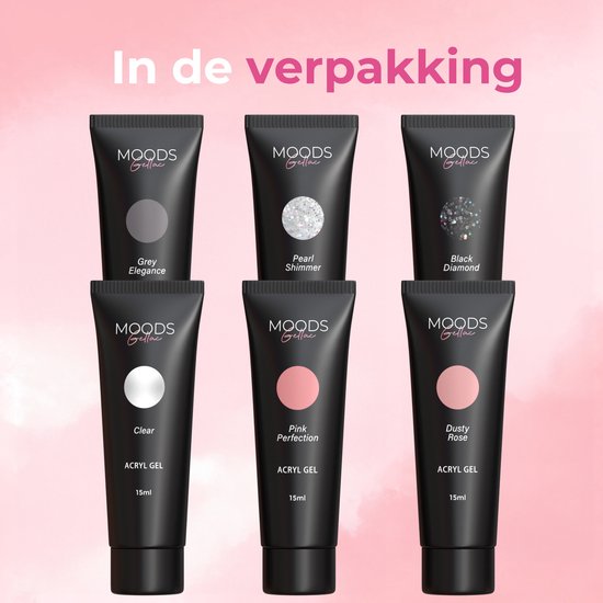 Moods Gellac - Polygel Kleurenset - Hervul set - Neutral Shine - 6 Kleuren - 15ML