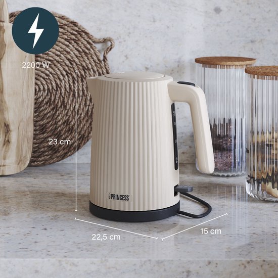 Princess Waterkoker Wave 236048 - Retro - 1.7 liter - 2200W - Beige
