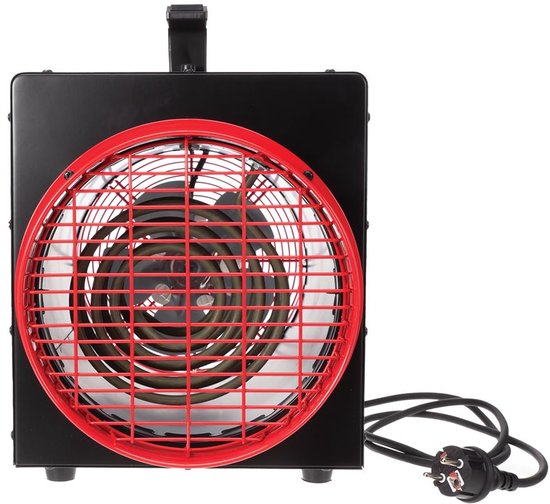 Perel Elektrische ventilatorkachel 3300W met thermostaat en koelstand, IP24 oververhittingsbeveiliging, compacte draagbare heater voor werkplaats, garage, schuur of industriële ruimte