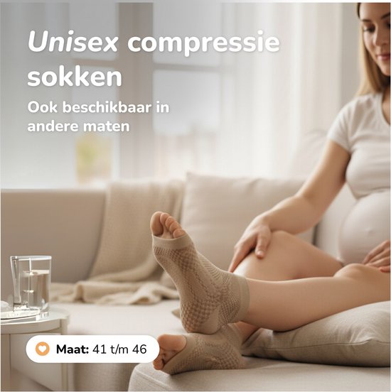 Alyze Compressie sokken - 2 paar - Maat 41-46 - Voor Dames en heren - Neuropathie - Kousen - Medische Steunsokken - Diabetes - Bed - Slaap - Sport - Sokken - Doorbloeding & Hardloop