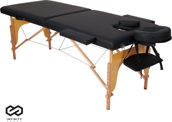 Infinity Goods Massagetafel - Inklapbaar - 250KG Draagvermogen - 8 Hoogtestanden - Incl. Opbergtas - Behandeltafel - Zwart