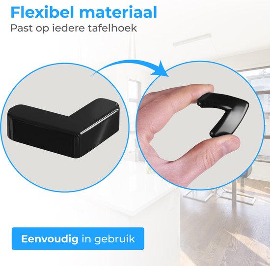 Nuvance - Hoekbeschermer - 12 stuks - Sterke Stootrand - Hoekbeschermers voor Tafel - Tafelhoek beschermers voor Baby en Kinderen - Transparant - Hoekbescherming - Zwart