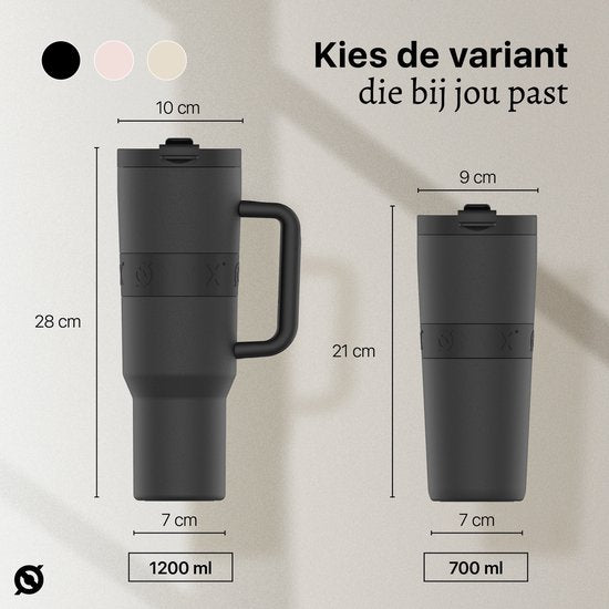 ONYX Drinkfles met Rietje 700ML - Waterfles voor Kinderen & Volwassenen - Thermosbeker RVS Travel Mug - Motiverende Drinkbus - Drinkbeker voor School - Zwart