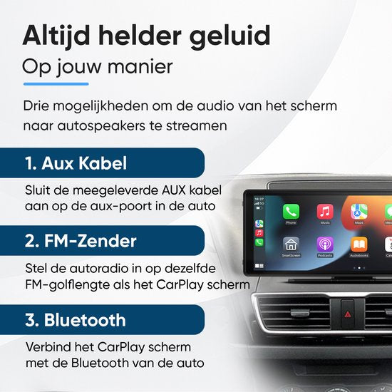 CarMe CarPlay Scherm 10 Inch - Met Ingebouwde Dashcam - Inclusief SD-Kaart - Apple CarPlay & Android Auto (Draadloos) - Touchscreen - Navigatiesysteem auto - Geschikt voor Apple CarPlay & Android Auto - Android Auto scherm
