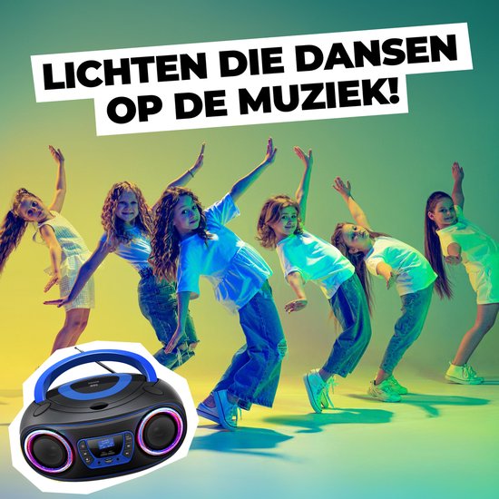 Denver Draagbare DAB Radio CD Speler Kinderen - Bluetooth - Lichteffecten - Boombox - AUX - FM - TDB212BLUE