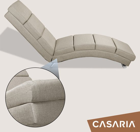 Casaria Relaxfauteuil London - Ligstoel Lounge Verchroomd - Sand