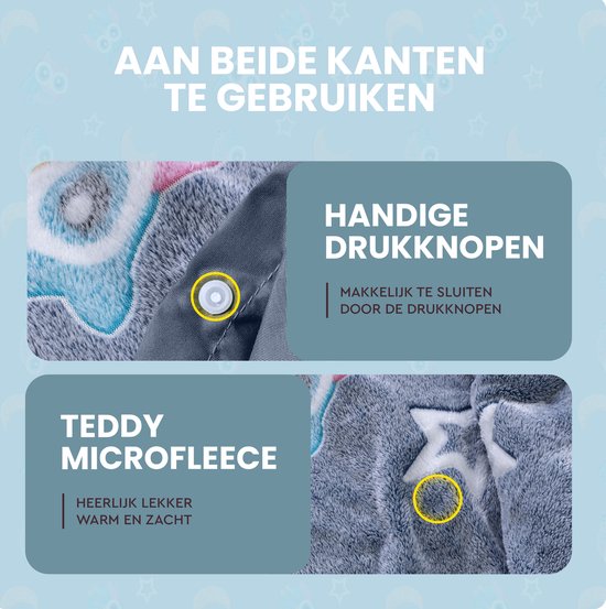 Sleeptime Glow in the dark Nachtuil Dekbedovertrek - 140X200/220 + 1 x kussensloop 60x70 - Blauw