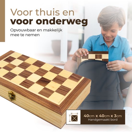 Windsor -CheckMate - Magnetisch Schaakbord - 40 cm - Hout